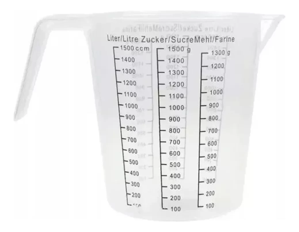 Jarra Medidora 1.5 Litros Cocina Pastelería Plastica