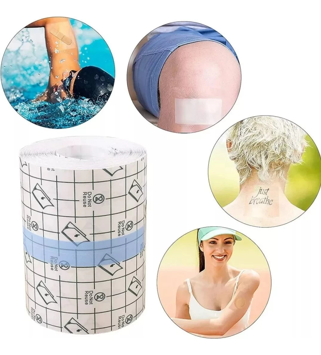 Parche Tatuaje Adhesivo Impermeable Rollo 5cm X 10 Metros