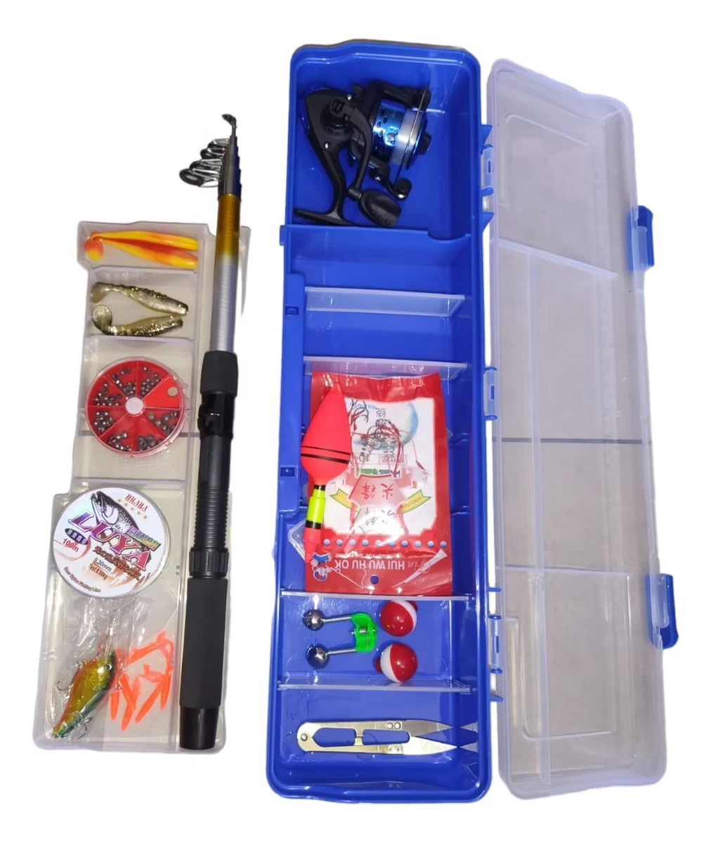 Set Caña Pescar Telescópica De 210cm Con Caja Y Accesorios