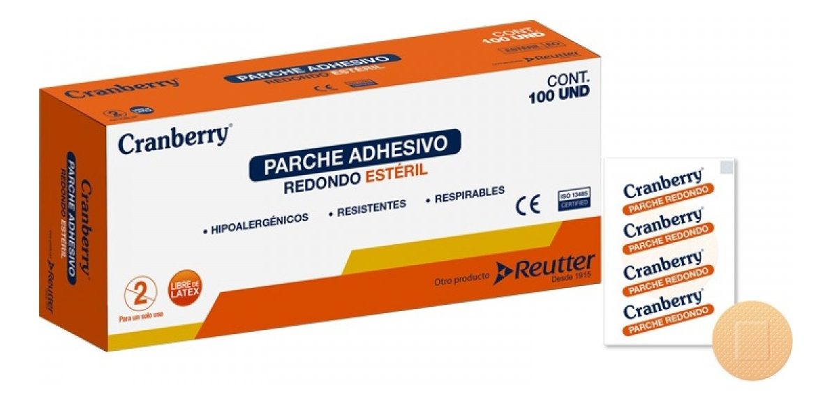 Parche Adhesivo Redondo Curita Estéril Cranberry X 100 Unidades