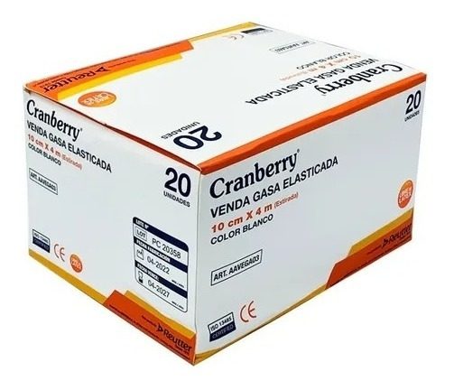 Venda Gasa Elasticada Blanca Cranberry 10cm X 4mts 20 Unds
