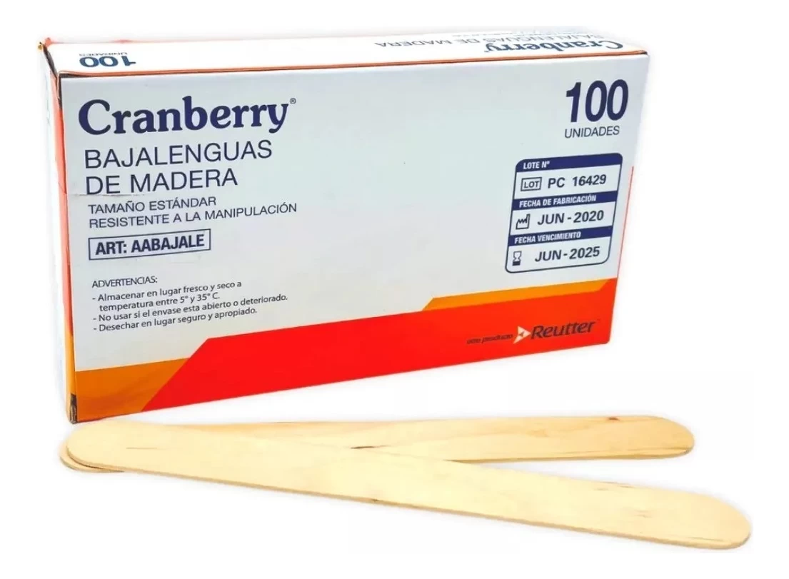 Bajalengua De Madera Paleta Cranberry 100 Unidades