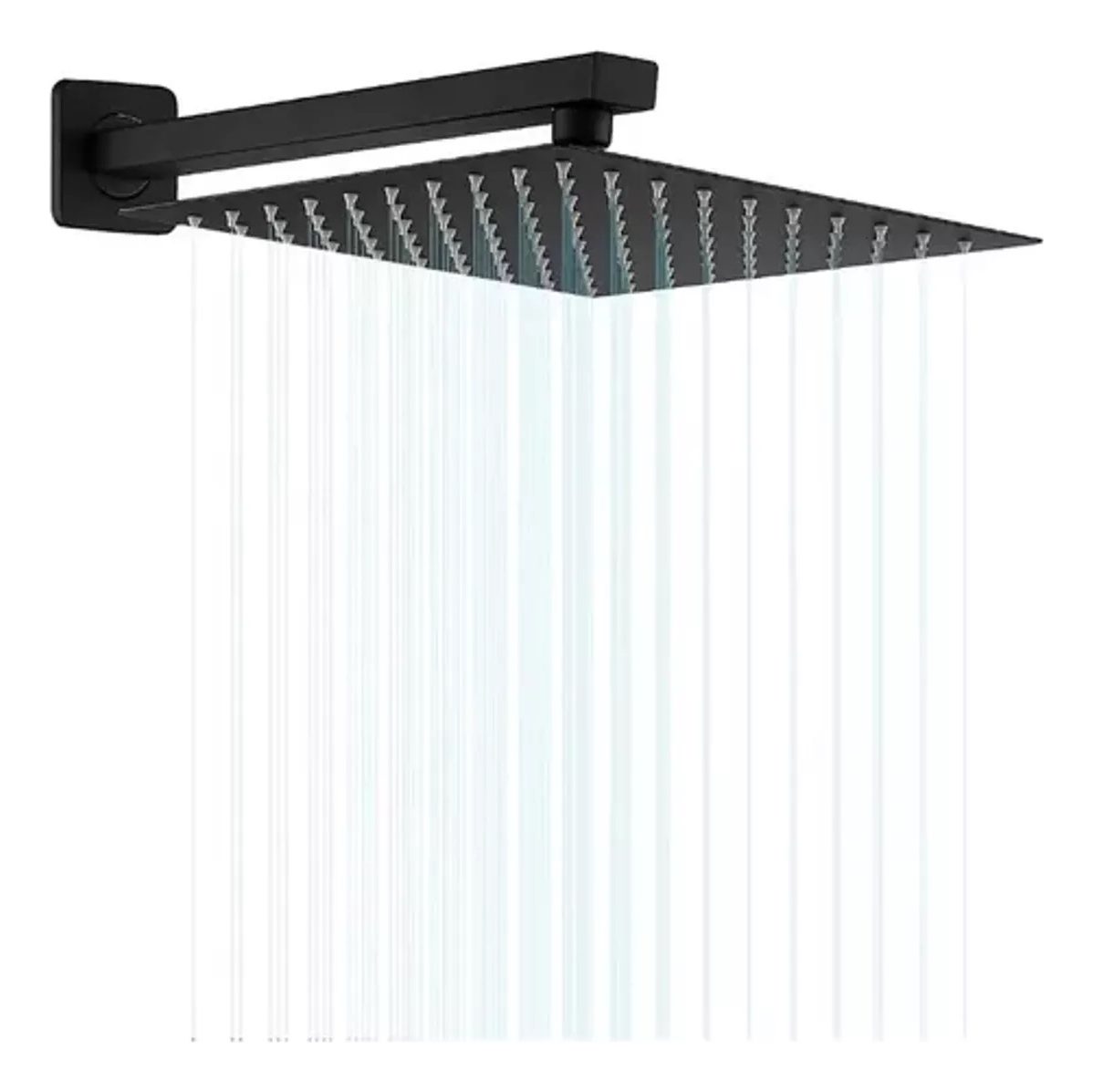 Plato Ducha Cuadrado Negro 25cm + Brazo 40 Cm Negro Taumm