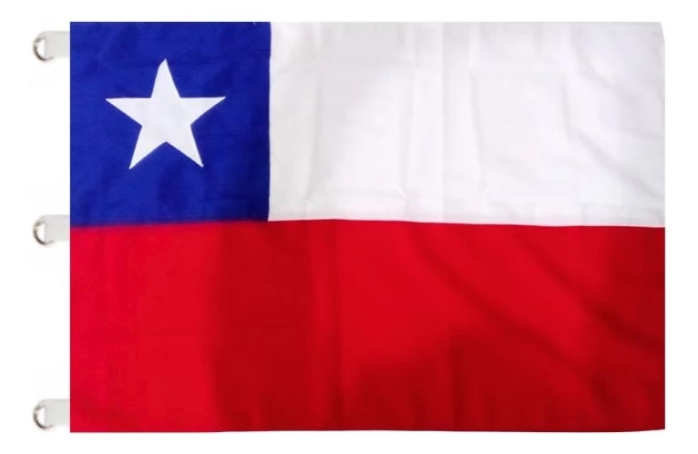 Bandera Chilena 150 X 100cm Bordada De Alta Calidad Con Aros