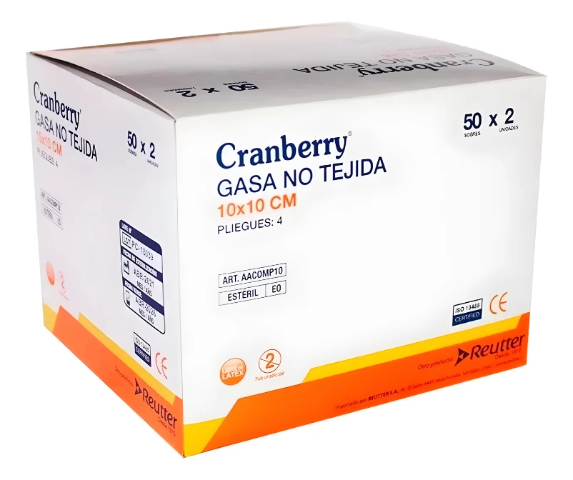 Gasa Esteril 10x10 50 Unidades - Cranberry