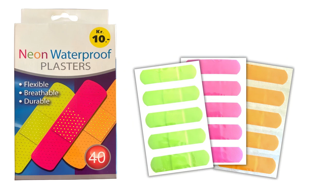Parche Curitas Venditas Neon Colores A Prueba De Agua 40 Unidades