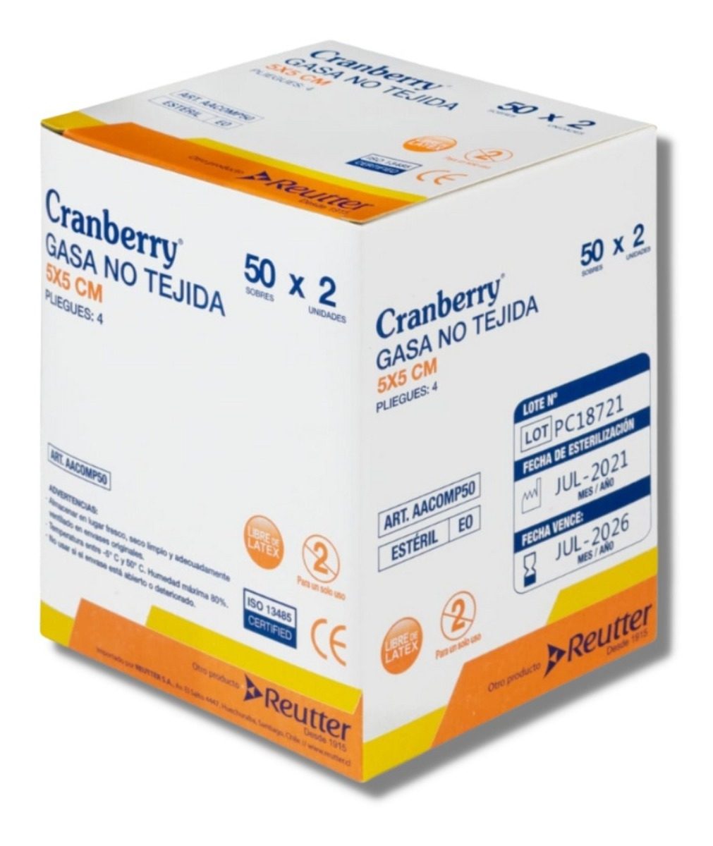 Gasa Estéril 5x5- Caja 50 Unidades Cranberry