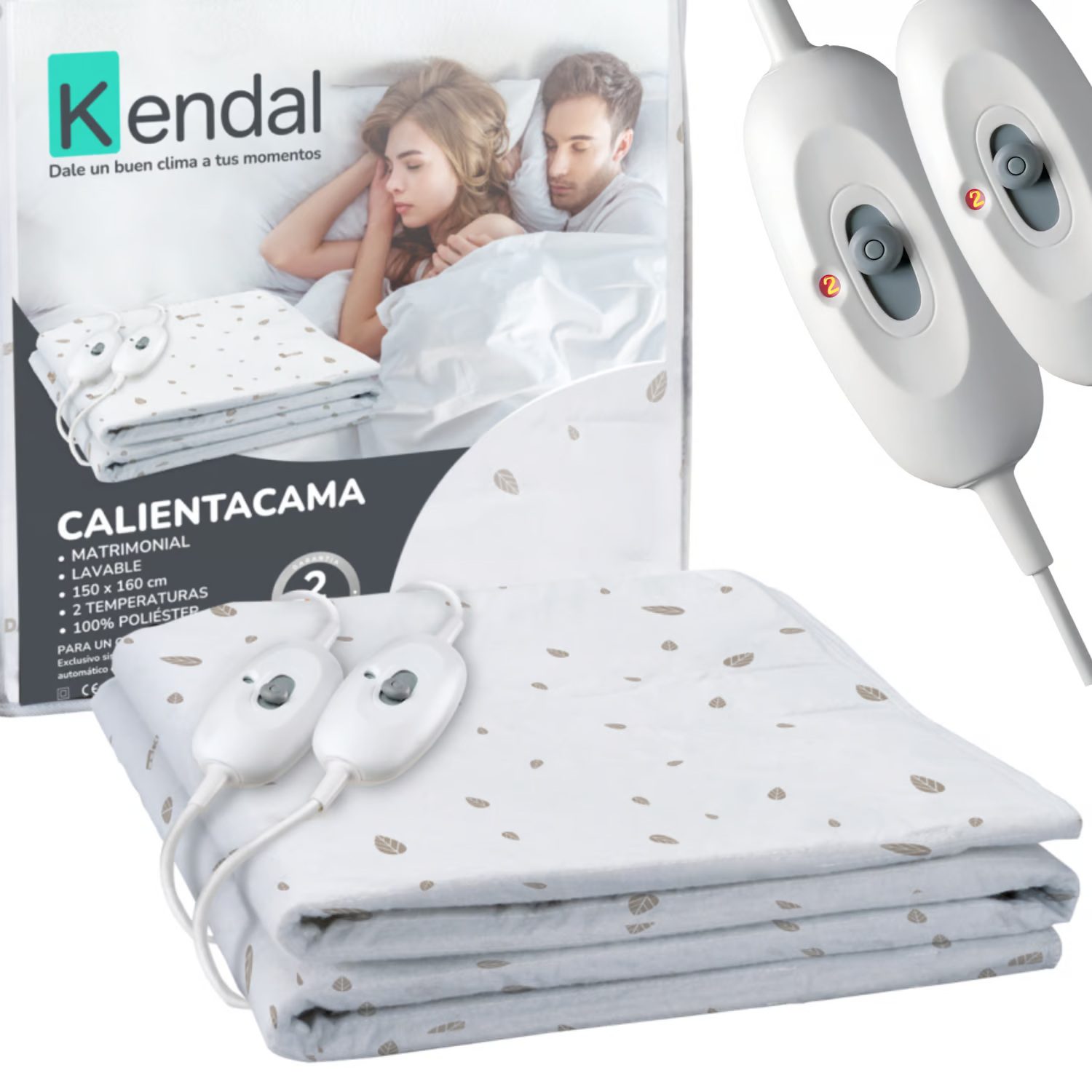 Calientacama Matrimonial Kendal Blanco 2 Niveles 150x160cm