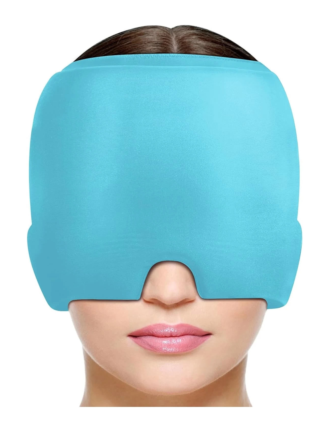 Gorro De Gel Alivio De Migraña Terapia De Frío Color Celeste